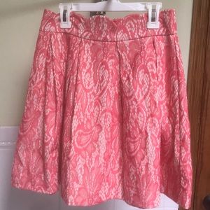Coral and Nude Lace Skirt w/ Scalloped Waist, Med.